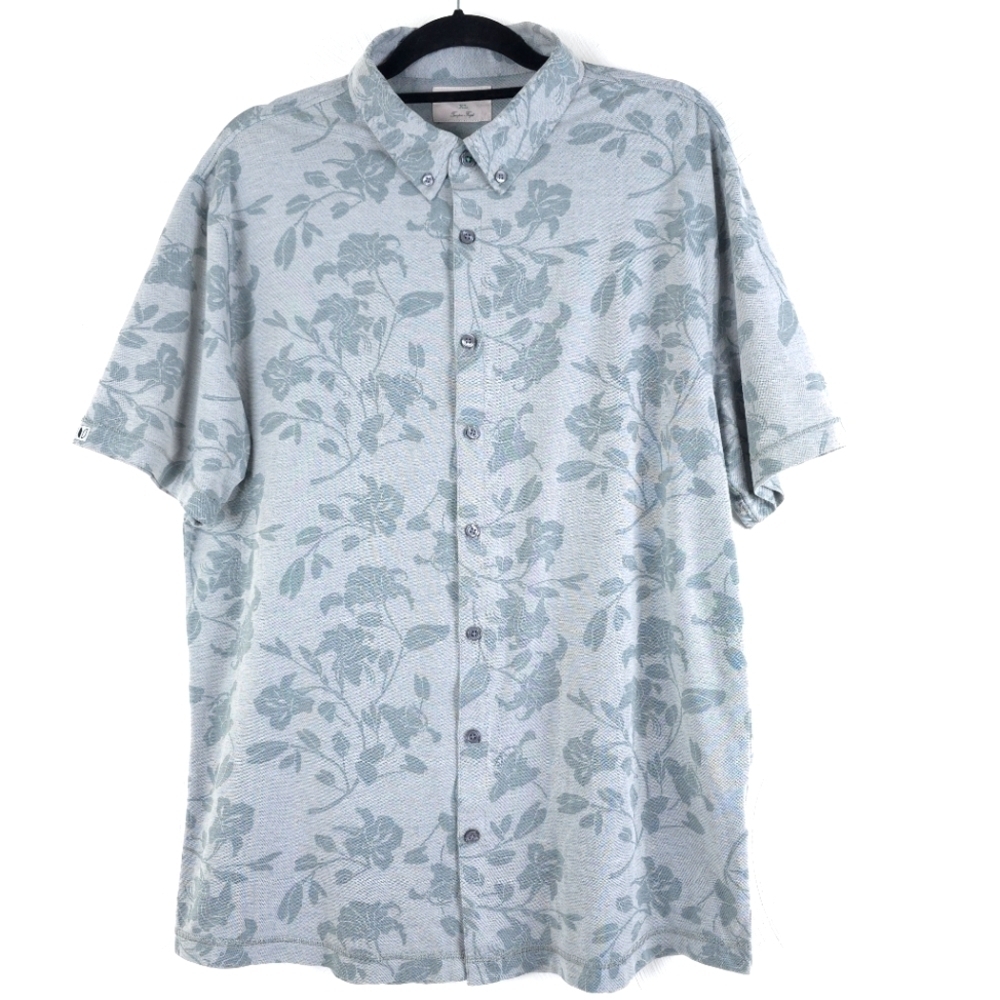 Linksoul Mens Golf short sleeve Floral one pocket button down size XL